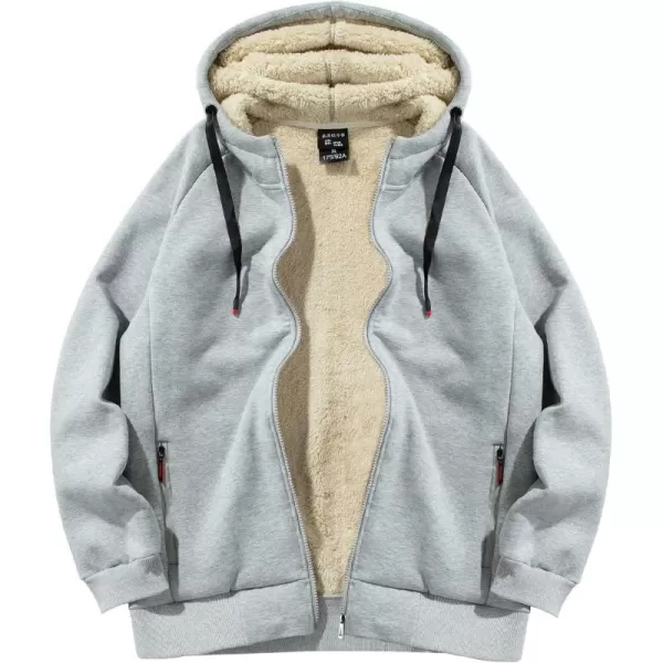 Gihuo Men's Winter Sherpa Lined Hoodie Zip Up Sweatshirt Warm Jacket