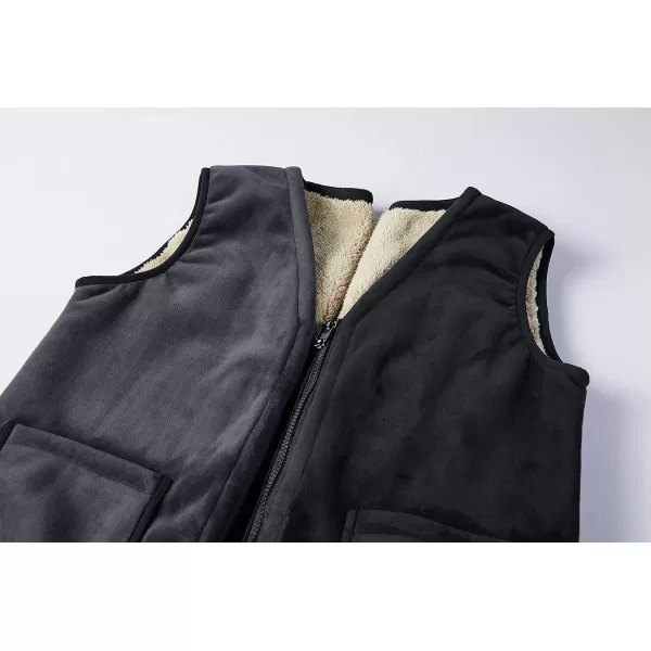 Gihuo Men's Winter Sherpa Lined Zip Up Fleece Vest Gilet )