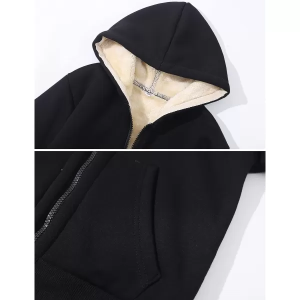 Gihuo Unisex Boy's Girls Winter Warm Sherpa Lined Zip Up Sweatshirt Fleece Jacket