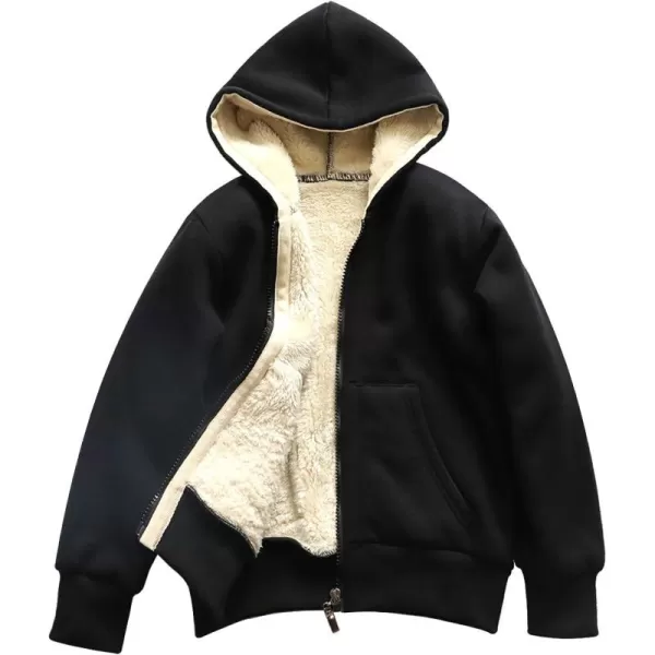 Gihuo Unisex Boy's Girls Winter Warm Sherpa Lined Zip Up Sweatshirt Fleece Jacket