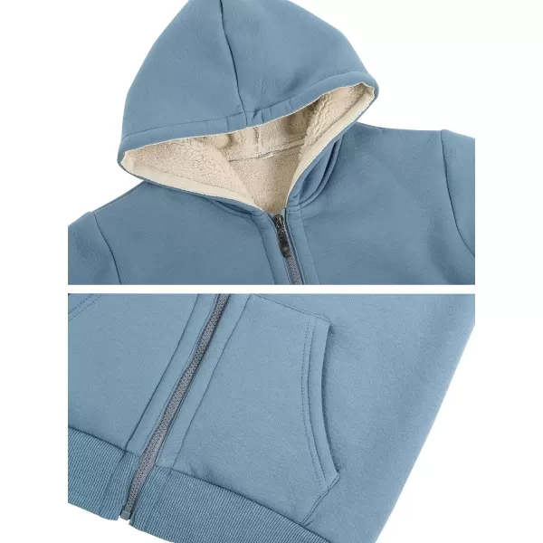 Gihuo Unisex Boy's Girls Winter Warm Sherpa Lined Zip Up Sweatshirt Fleece Jacket