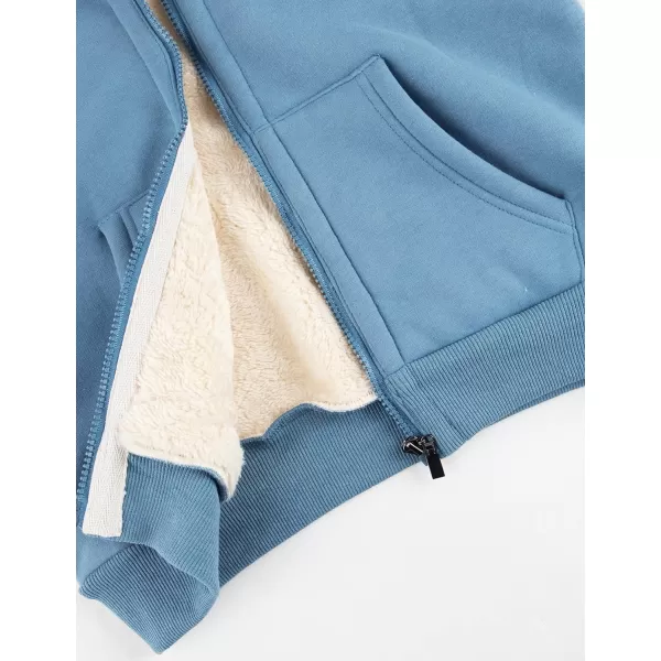 Gihuo Unisex Boy's Girls Winter Warm Sherpa Lined Zip Up Sweatshirt Fleece Jacket