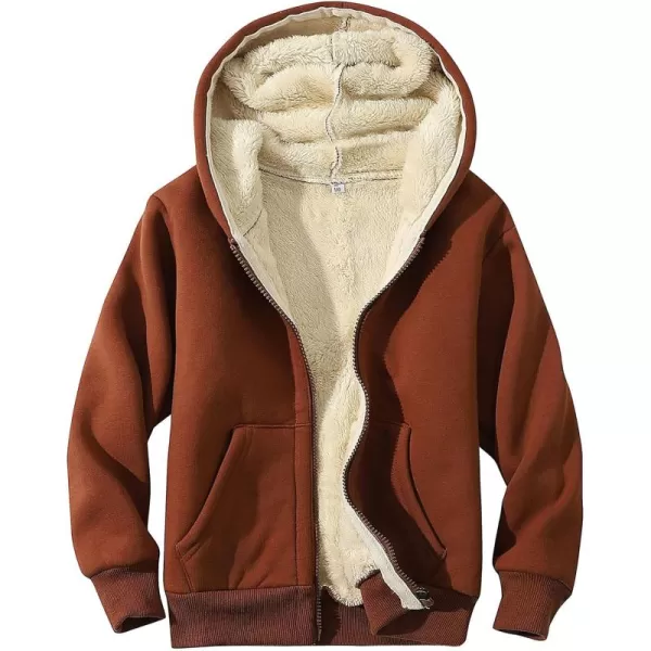 Gihuo Unisex Boy's Girls Winter Warm Sherpa Lined Zip Up Sweatshirt Fleece Jacket