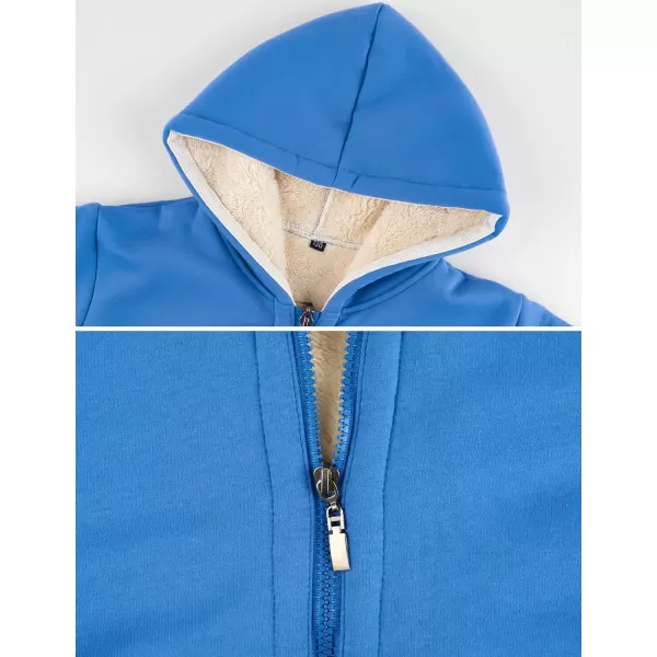 Gihuo Unisex Boy's Girls Winter Warm Sherpa Lined Zip Up Sweatshirt Fleece Jacket