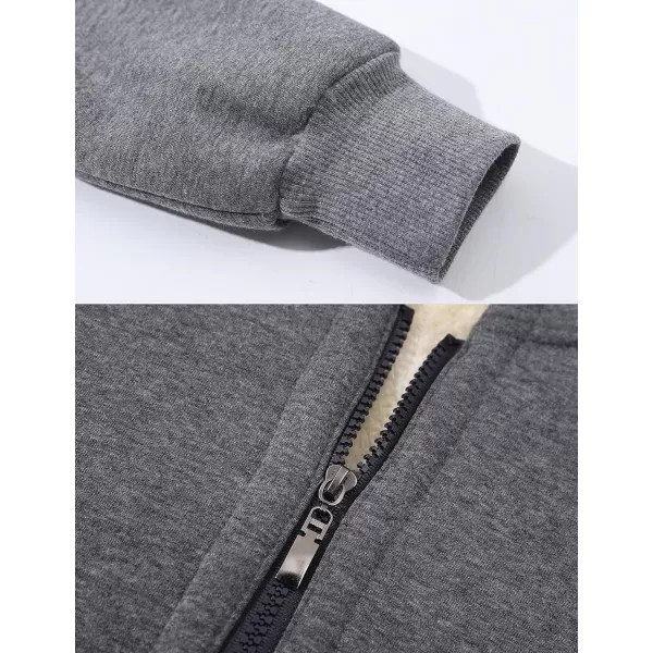 Gihuo Unisex Boy's Girls Winter Warm Sherpa Lined Zip Up Sweatshirt Fleece Jacket