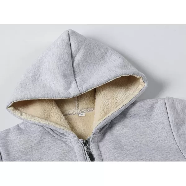 Gihuo Unisex Boy's Girls Winter Warm Sherpa Lined Zip Up Sweatshirt Fleece Jacket