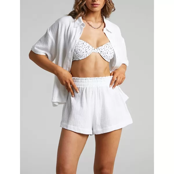 Gihuo Women 2 Piece Button Down Blouse and Short Set Matching Sets Summer Pajamas Set Loungewear