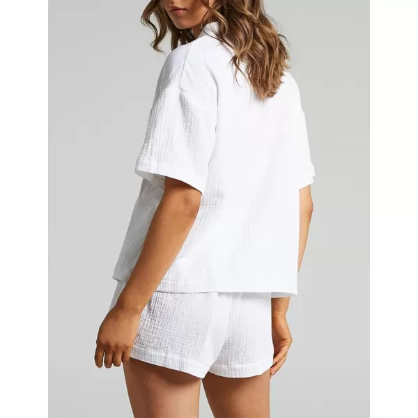 Gihuo Women 2 Piece Button Down Blouse and Short Set Matching Sets Summer Pajamas Set Loungewear