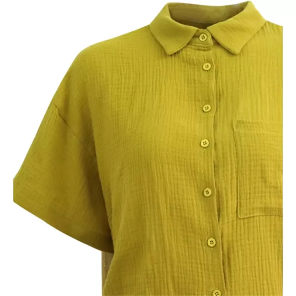 Gihuo Women 2 Piece Button Down Blouse and Short Set Matching Sets Summer Pajamas Set Loungewear