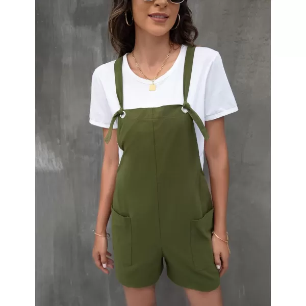 Gihuo Women Casual Short Overalls Loose Fit Cotton Summer Short Jumpsuit Rompers