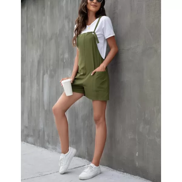 Gihuo Women Casual Short Overalls Loose Fit Cotton Summer Short Jumpsuit Rompers