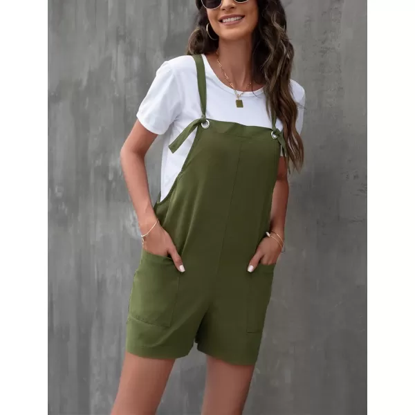 Gihuo Women Casual Short Overalls Loose Fit Cotton Summer Short Jumpsuit Rompers