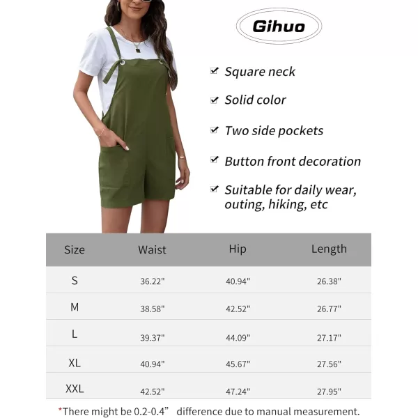 Gihuo Women Casual Short Overalls Loose Fit Cotton Summer Short Jumpsuit Rompers