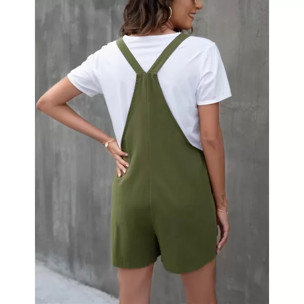 Gihuo Women Casual Short Overalls Loose Fit Cotton Summer Short Jumpsuit Rompers
