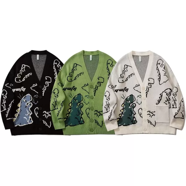 Gihuo Women Cat Cardigan Sweater Knit Cute Cartoon Oversized V Neck Long Sleeve Cardigan