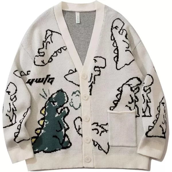Gihuo Women Cat Cardigan Sweater Knit Cute Cartoon Oversized V Neck Long Sleeve Cardigan