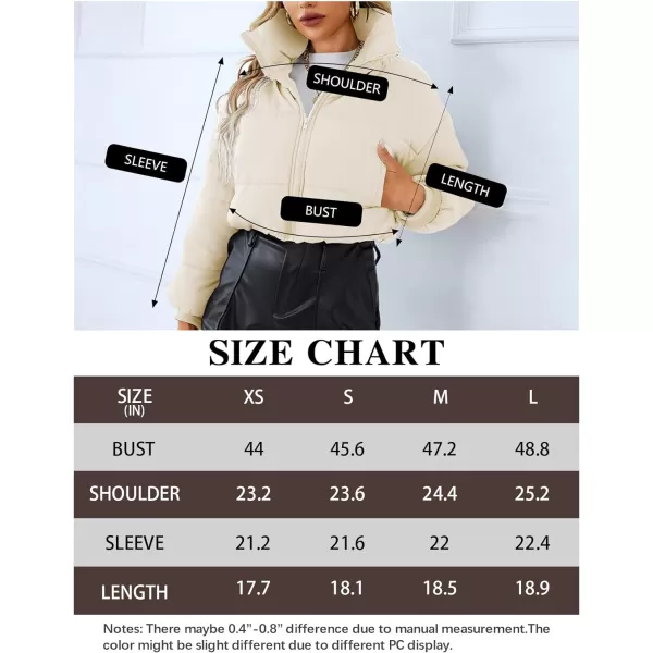 Gihuo Women Cropped Puffer Jackets Winter Zip Up Short Bubble Coat Padding Warm Quilted Crop Outerwear