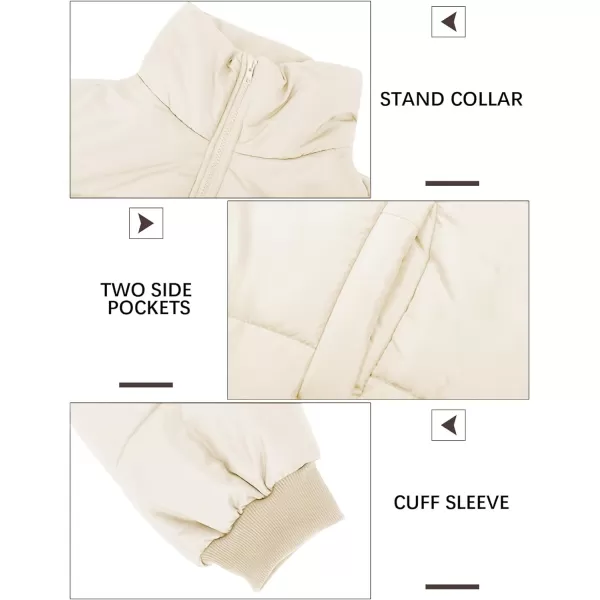 Gihuo Women Cropped Puffer Jackets Winter Zip Up Short Bubble Coat Padding Warm Quilted Crop Outerwear