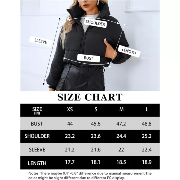 Gihuo Women Cropped Puffer Jackets Winter Zip Up Short Bubble Coat Padding Warm Quilted Crop Outerwear