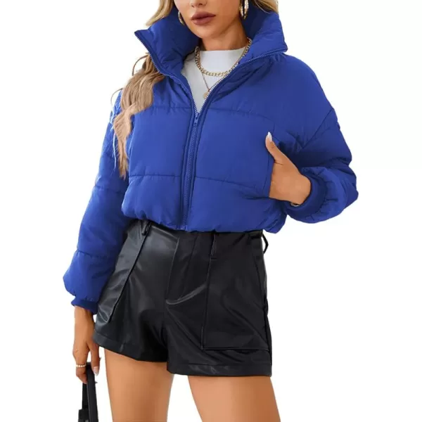 Gihuo Women Cropped Puffer Jackets Winter Zip Up Short Bubble Coat Padding Warm Quilted Crop Outerwear