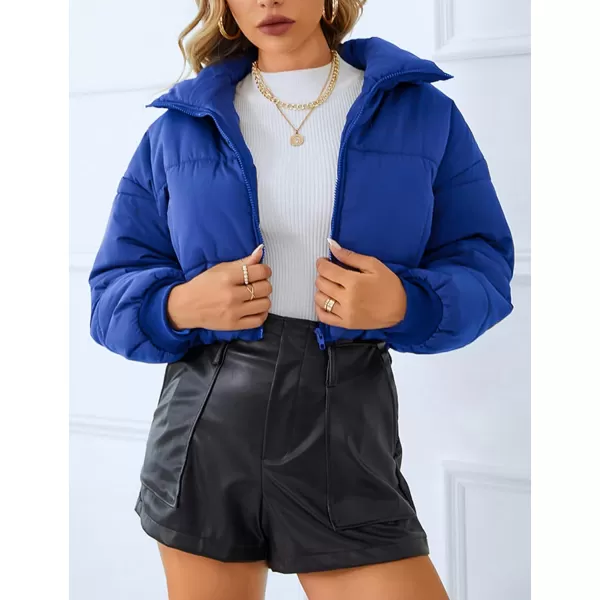 Gihuo Women Cropped Puffer Jackets Winter Zip Up Short Bubble Coat Padding Warm Quilted Crop Outerwear