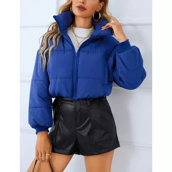 Gihuo Women Cropped Puffer Jackets Winter Zip Up Short Bubble Coat Padding Warm Quilted Crop Outerwear