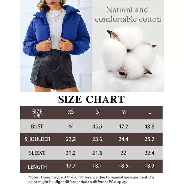 Gihuo Women Cropped Puffer Jackets Winter Zip Up Short Bubble Coat Padding Warm Quilted Crop Outerwear