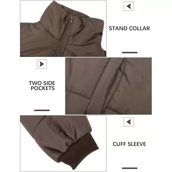 Gihuo Women Cropped Puffer Jackets Winter Zip Up Short Bubble Coat Padding Warm Quilted Crop Outerwear