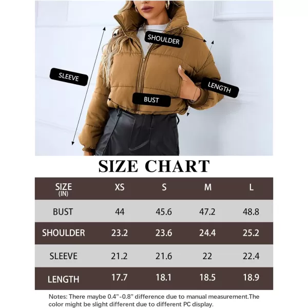 Gihuo Women Cropped Puffer Jackets Winter Zip Up Short Bubble Coat Padding Warm Quilted Crop Outerwear