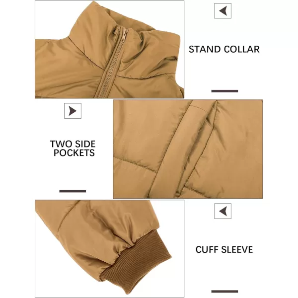 Gihuo Women Cropped Puffer Jackets Winter Zip Up Short Bubble Coat Padding Warm Quilted Crop Outerwear