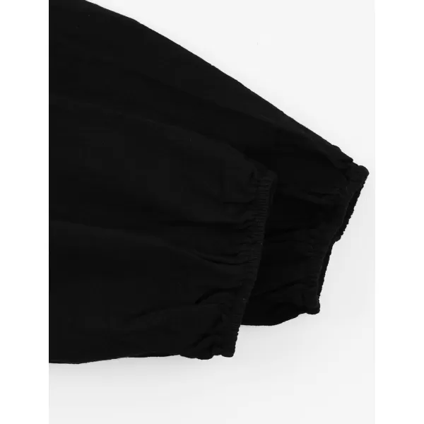 Gihuo Women' s Button Lantern Sleeve Shorts Romper Elastic Waist Summer Casual Pleated Jumpsuits