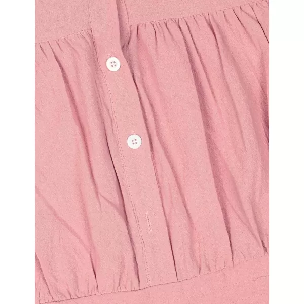 Gihuo Women' s Button Lantern Sleeve Shorts Romper Elastic Waist Summer Casual Pleated Jumpsuits