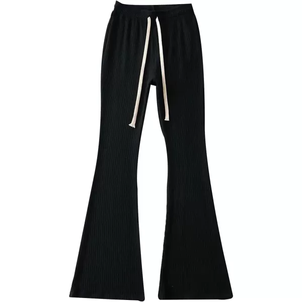 Gihuo Women' s Cable Knit Sweater Pants Long Knit Harem Pants Joggers Drawstring Elastic Waist Stretchy Knit Pants