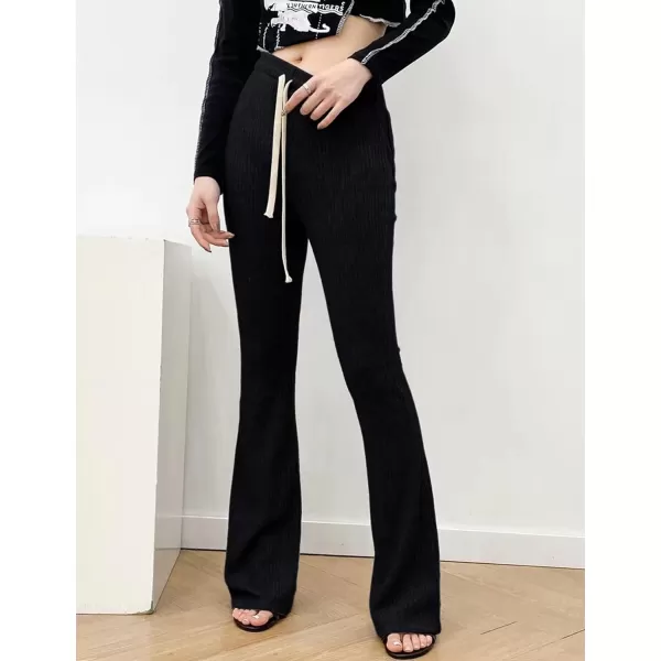 Gihuo Women' s Cable Knit Sweater Pants Long Knit Harem Pants Joggers Drawstring Elastic Waist Stretchy Knit Pants