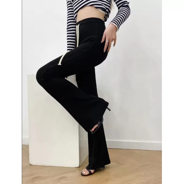 Gihuo Women' s Cable Knit Sweater Pants Long Knit Harem Pants Joggers Drawstring Elastic Waist Stretchy Knit Pants