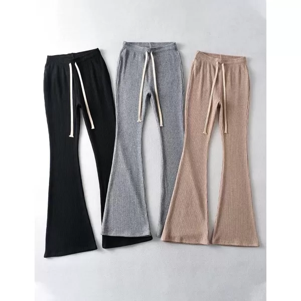 Gihuo Women' s Cable Knit Sweater Pants Long Knit Harem Pants Joggers Drawstring Elastic Waist Stretchy Knit Pants