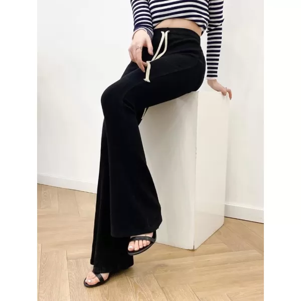 Gihuo Women' s Cable Knit Sweater Pants Long Knit Harem Pants Joggers Drawstring Elastic Waist Stretchy Knit Pants