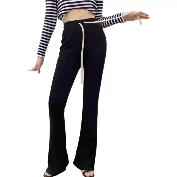 Gihuo Women' s Cable Knit Sweater Pants Long Knit Harem Pants Joggers Drawstring Elastic Waist Stretchy Knit Pants