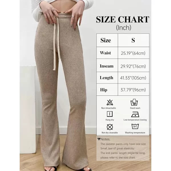 Gihuo Women' s Cable Knit Sweater Pants Long Knit Harem Pants Joggers Drawstring Elastic Waist Stretchy Knit Pants