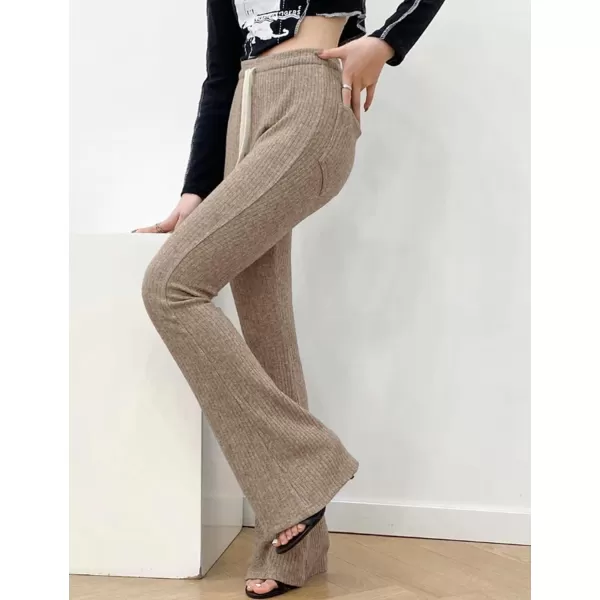 Gihuo Women' s Cable Knit Sweater Pants Long Knit Harem Pants Joggers Drawstring Elastic Waist Stretchy Knit Pants