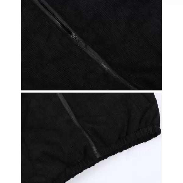 Gihuo Women' s Corduroy Puffer Jacket Full Zip Puffy Jackets Long Sleeve Winter Bubble Coats Warm Outerwear Coats