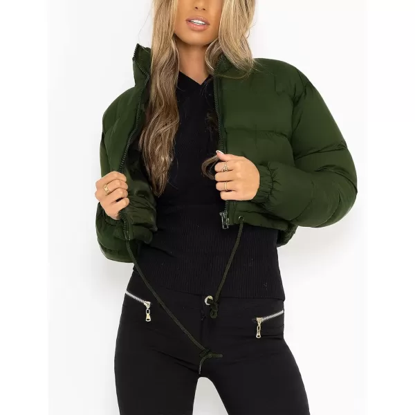 Gihuo Women' s Cropped Quilted Puffer Jacket Outerwear Coats