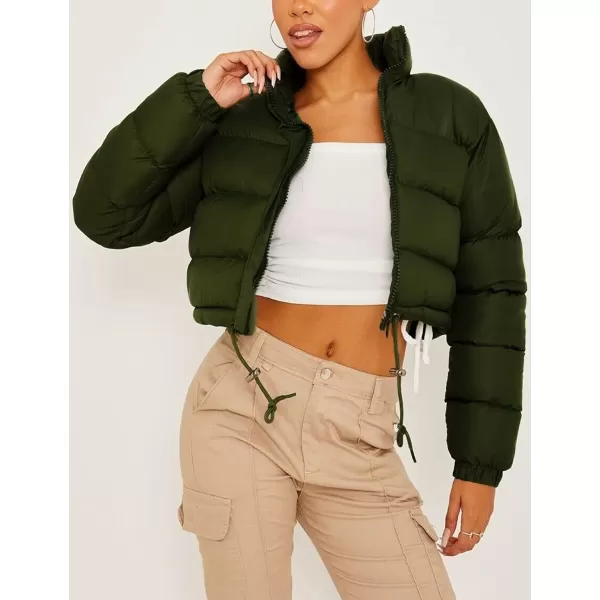 Gihuo Women' s Cropped Quilted Puffer Jacket Outerwear Coats