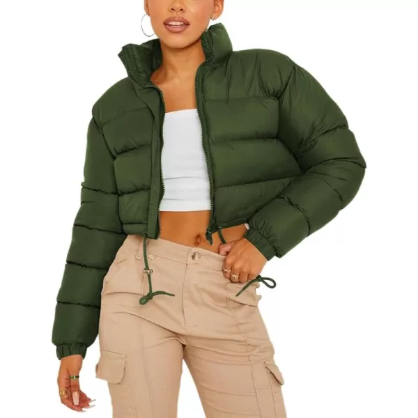 Gihuo Women' s Cropped Quilted Puffer Jacket Outerwear Coats