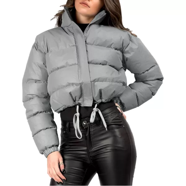 Gihuo Women' s Cropped Quilted Puffer Jacket Outerwear Coats