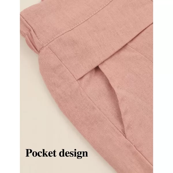 Gihuo Women' s Culottes Linen Blend Wide Leg Pants Elastic Waist Casual Palazzo Trousers with Pockets Capris