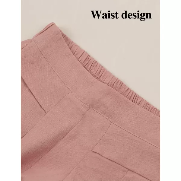 Gihuo Women' s Culottes Linen Blend Wide Leg Pants Elastic Waist Casual Palazzo Trousers with Pockets Capris