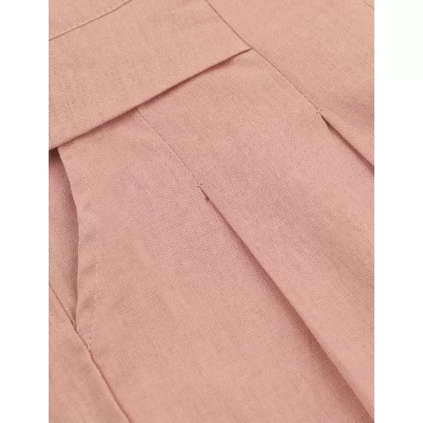 Gihuo Women' s Culottes Linen Blend Wide Leg Pants Elastic Waist Casual Palazzo Trousers with Pockets Capris
