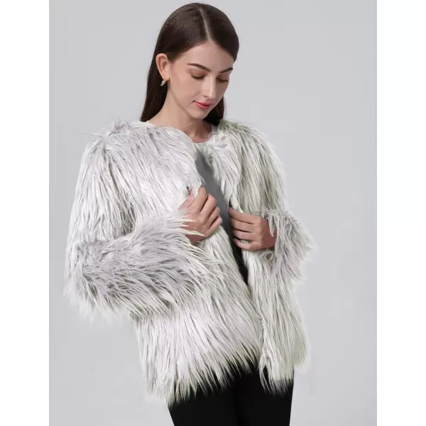 Gihuo Women' s Faux Fur Coat Open Front Furry Coats Long Sleeve Parka Shaggy Jacket 2023 Winter Cardigan Outerwear