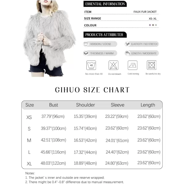 Gihuo Women' s Faux Fur Coat Open Front Furry Coats Long Sleeve Parka Shaggy Jacket 2023 Winter Cardigan Outerwear